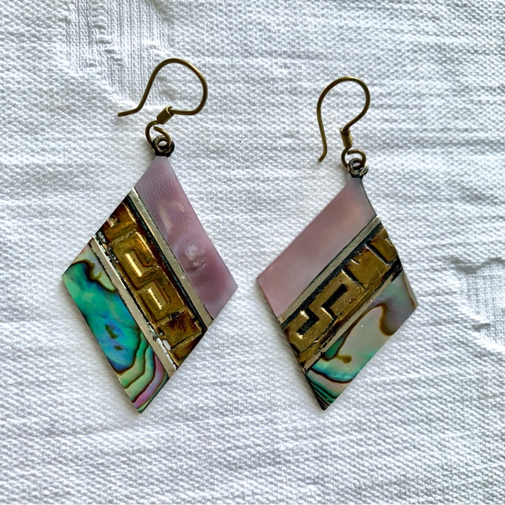 Abalone Brass Mexico Earrings